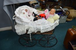 Dolls Pram and Contents of Dolls, Soft Toys, Ladyb