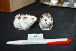 Pair of Royal Crown Derby Bank Voles with Gold Sto