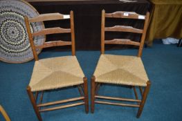 Pair of Rush Seat Country Chairs