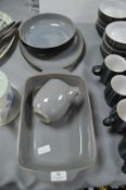 Grey Denby Serving Bowls, Platter, Oven Dish, and