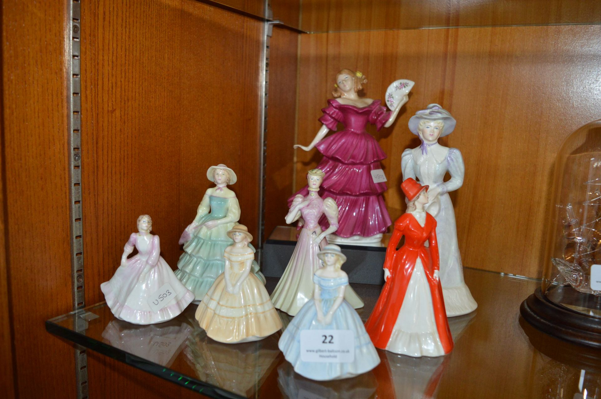 Eight Figurines by Coalport and Royal Doulton