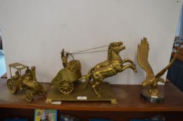 Brass Chariot, Steam Engine, and Eagle