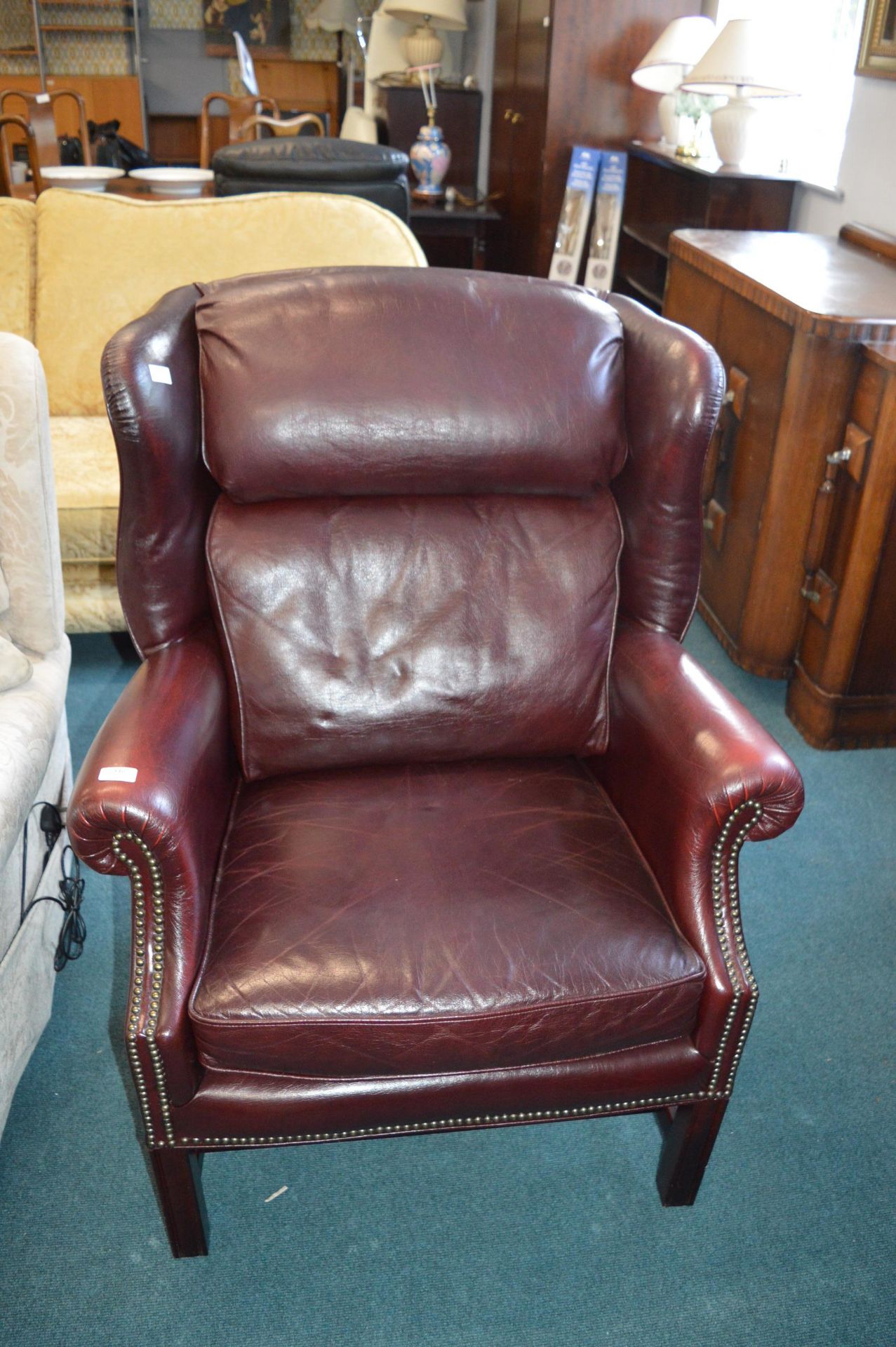 Red Leather Wingback Armchair