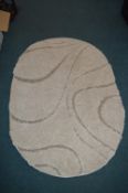 Cream Oval Pattern Shag Rug 3ft x 5ft