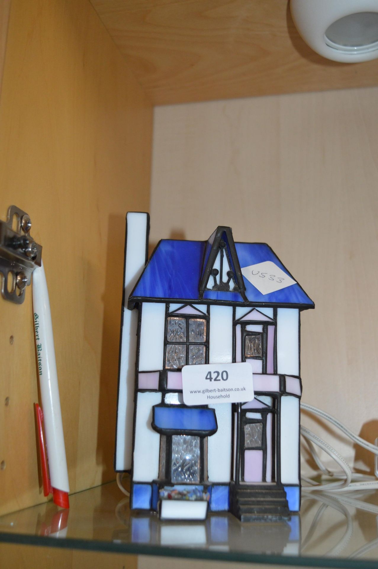 Leaded Glass Lamp in the form of a House