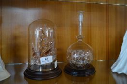 Two Glass Ships in a Bottle and a Dome