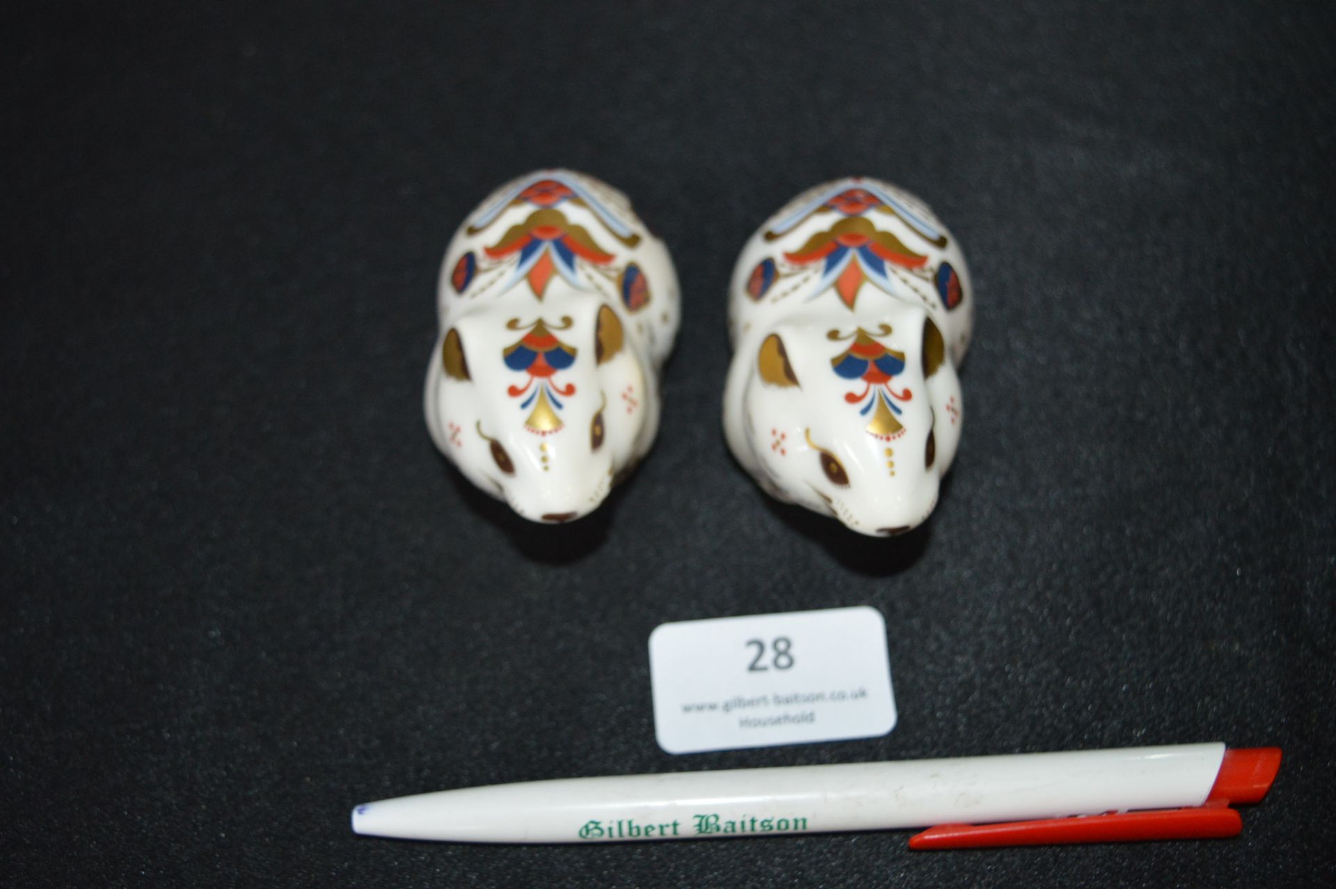 Pair of Royal Crown Derby Bank Voles with Gold Sto - Image 3 of 4