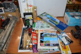 Art Materials; paints, Brushes, Books, etc.