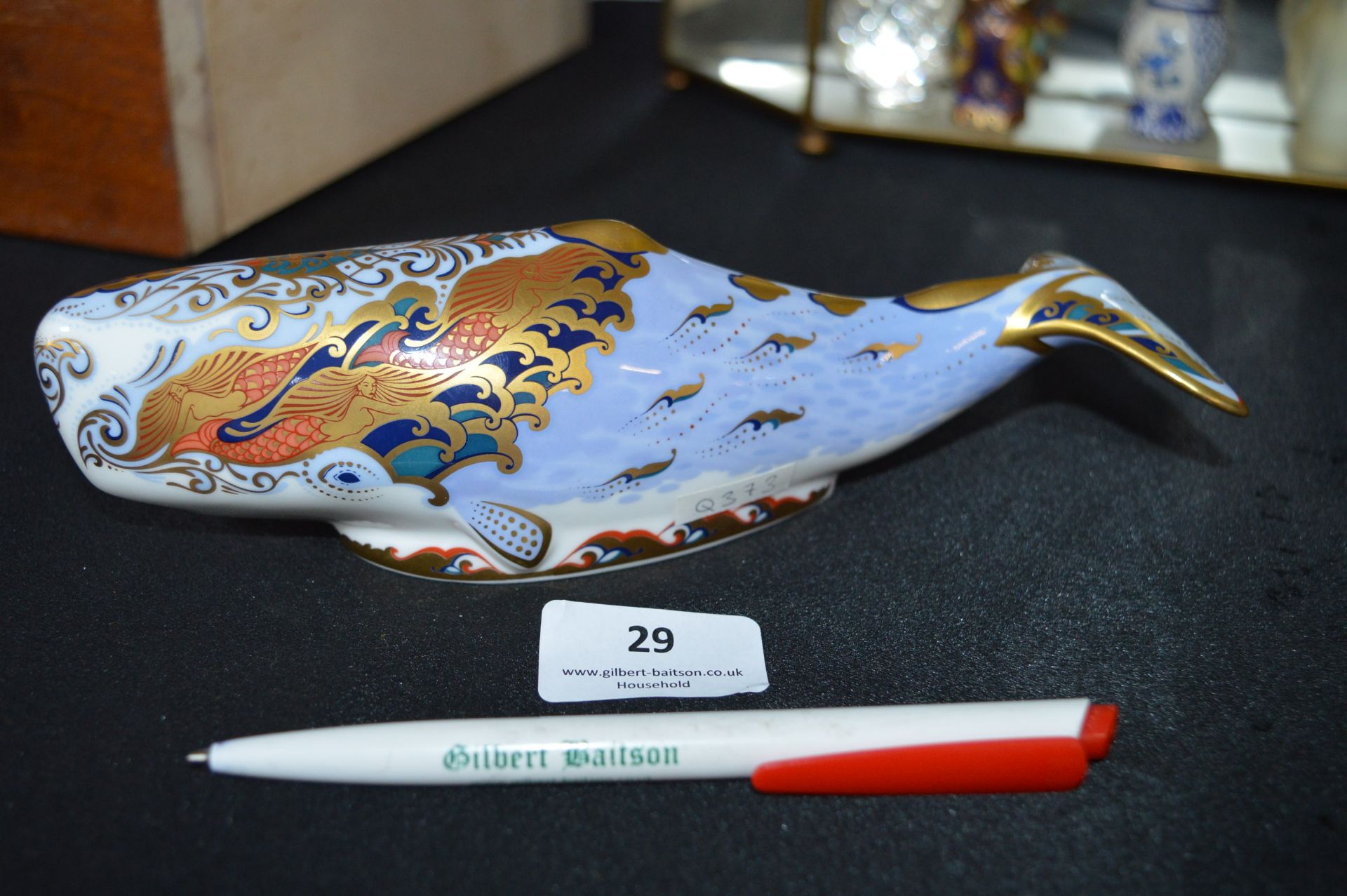 Royal Crown Derby Oceanic Whale with Gold Stopper