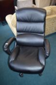 *Black Leather Swivel Office Chair