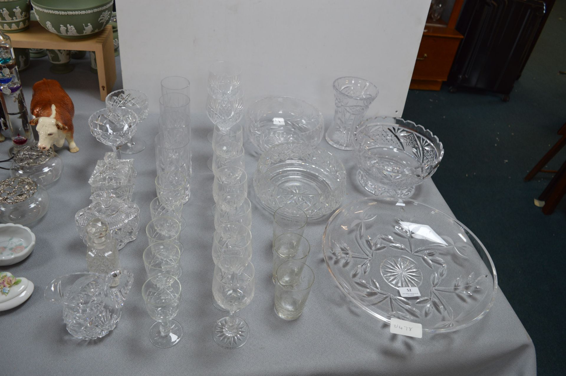 Cut Crystal Fruit Bowls, Wine Glasses, Jugs, etc.