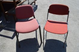 *Eleven Metal Framed Chair with Red Upholstered Seats and Backs