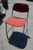 *Twenty-Six Tubular Framed Chair with Red Upholstered Seats and Backs