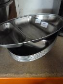 Nine Stainless Steel Compartmentalised Dishes