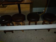 *Four Wooden Stools Brown Leatherette Tops