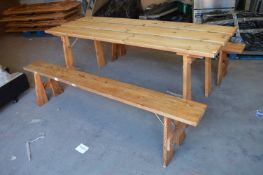 *Folding Outdoor Picnic Table with Two Benches