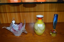 Murano Glass Dish plus Two Vases