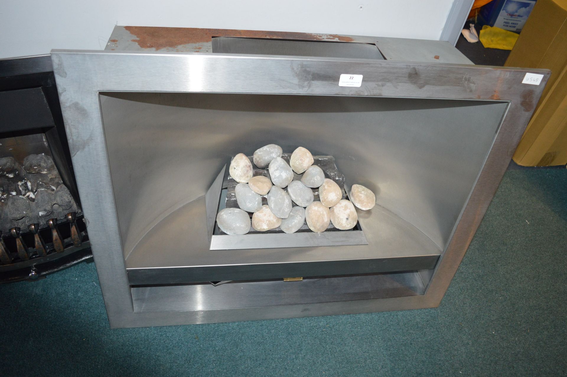 Pebble Stainless Steel Gas Fire