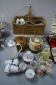 Vintage Basket, Pottery, German Coffee Sets, etc.
