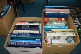 Two Boxes of Naval War Books Including Jane's Figh