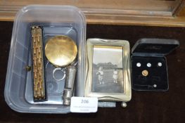Vintage Collectibles; Whistle, Photo Frame, Coins,