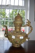Decorative Eastern Brass and Copper Teapot
