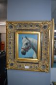 Gilt Framed Oil on Canvas Horse