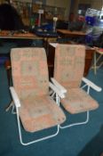 Two Folding Garden Lounge Chairs