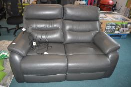 *Grey Leather Electric Reclining Two Seat Sofa