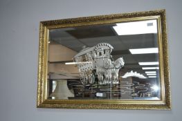 Gilt Frame Etched Mirror with Gypsy Caravan Design