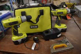 *Two Ryobi Cordless Drills with Batteries, Charger