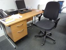 *Lightwood Effect Office Desk with Two Drawers and Gas-Lift Office Chair (This lot is located at 7