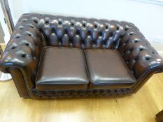 *Two Seat Brown Chesterfield Style Settee