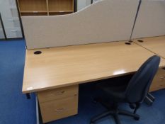 *Lightwood Effect Office Table with Partition, Gas-Lift Chair and Two Drawer Pedestal