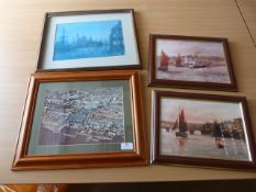 *Aerial Photograph of Hull, Print of Victoria Dock, and Two Prints of Water Scenes