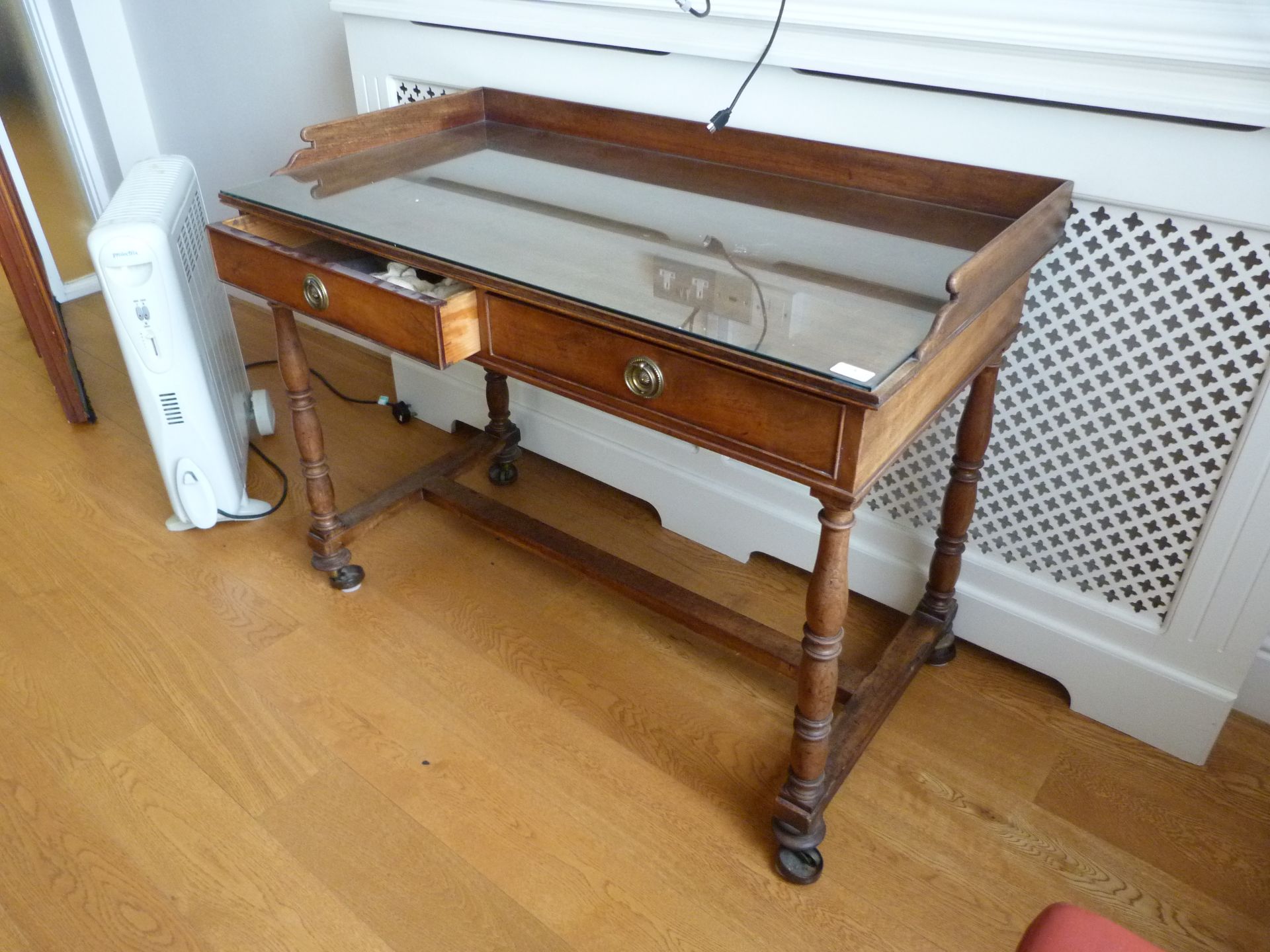 *Writing Desk with Spindle Legs on Castor Wheels