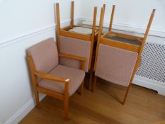 *Five Pink and Rosewood Effect Chairs with Arms