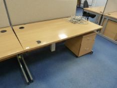 *Lightwood Effect Office Table with Two Drawer Pedestal