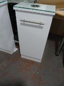 *High Gloss White Stylists Storage Cabinet with Hairdryer Holster