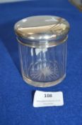 Cut Glass Pot with Hallmarked Sterling Silver Lid