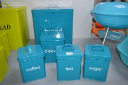Blue Metal Bread Bin and Storage Container Set