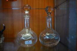 Two Decanters with Sherry and Brandy Labels