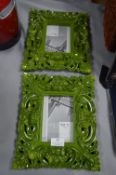Two Ornate Green Photo Frames