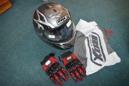 Box Full Face Motorcycle Helmet plus Pro Biker Gloves