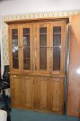 Large Solid Pitch Pine Glazed Cupboard
