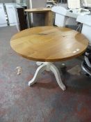 *Circular Oak Topped Table on Painted Pedestal Base