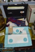 Case of Masonic Items; Sash, Apron, etc.