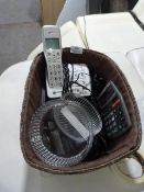 *Basket Containing Cordless Telephone, Calculators, Glass Ashtrays, etc.