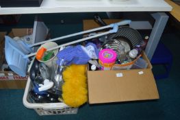 Box and Basket of Kitchenware, Household Goods, Cl