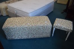 Fabric Covered Ottoman and Matching Footstool